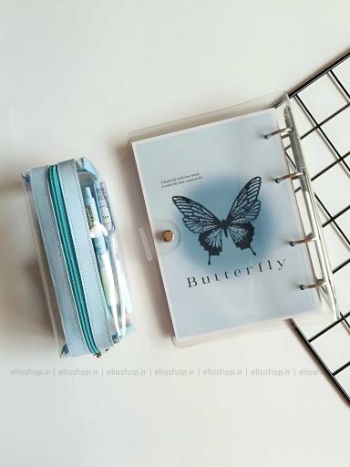 ست کلاسورشفاف + جامدادی آبی