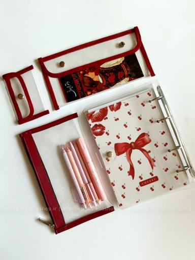 ست شفاف ررشکی طرح پاپیون ( کلاسور آ۵ )