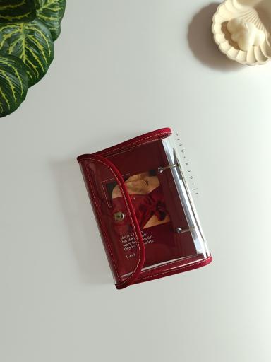 کلاسورشفاف پوشه ای A6 زرشکی (دفترچه ای)