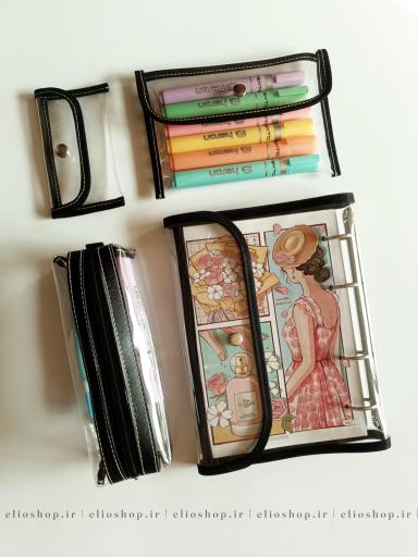کلاسورشفاف پوشه ای مشکی ، طرح دخترونه